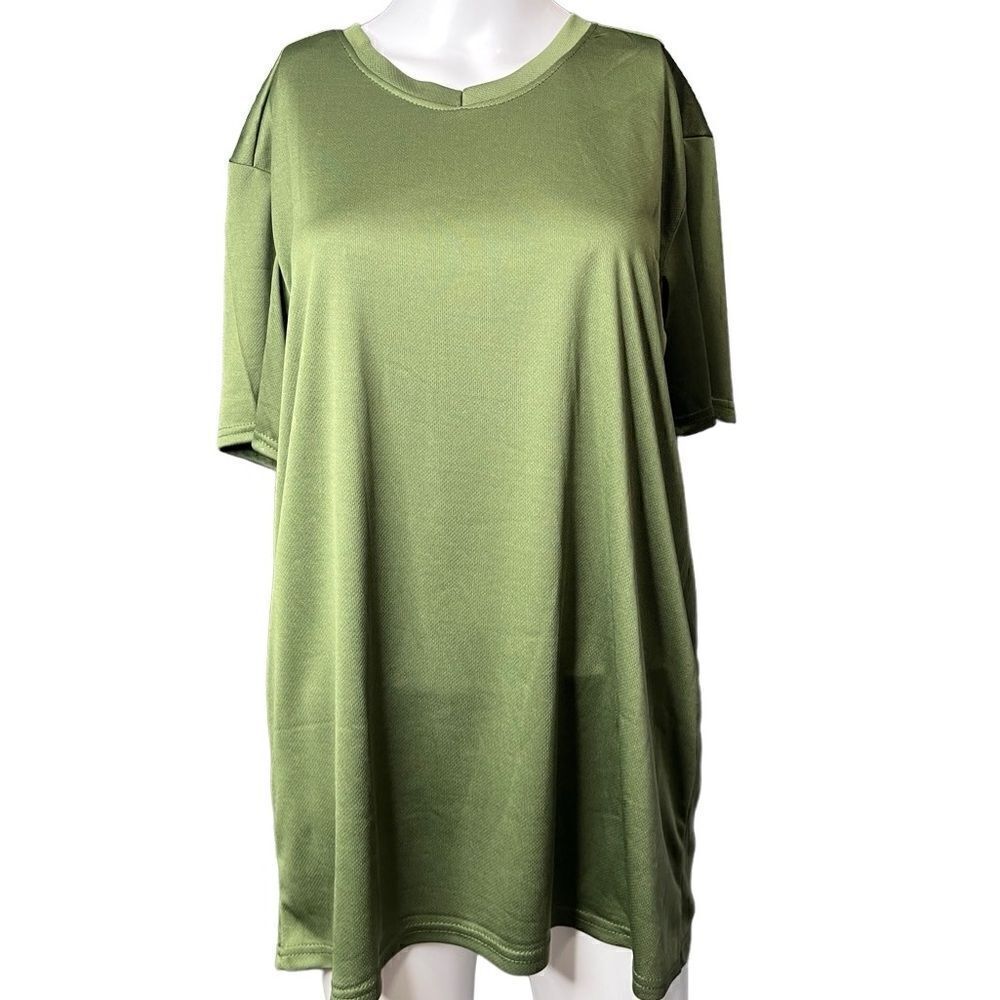 Reale Essentials Athletic V Neck Short Sleeve Shirt Green Large